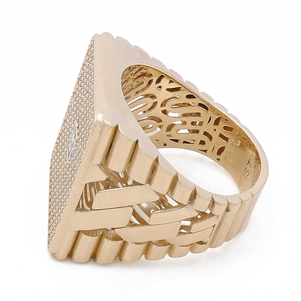 Anillo Mónaco para hombre en oro amarillo de 14 quilates / CZ / Talla 9 / Peso: 10,3 GR / COMR4MON-3