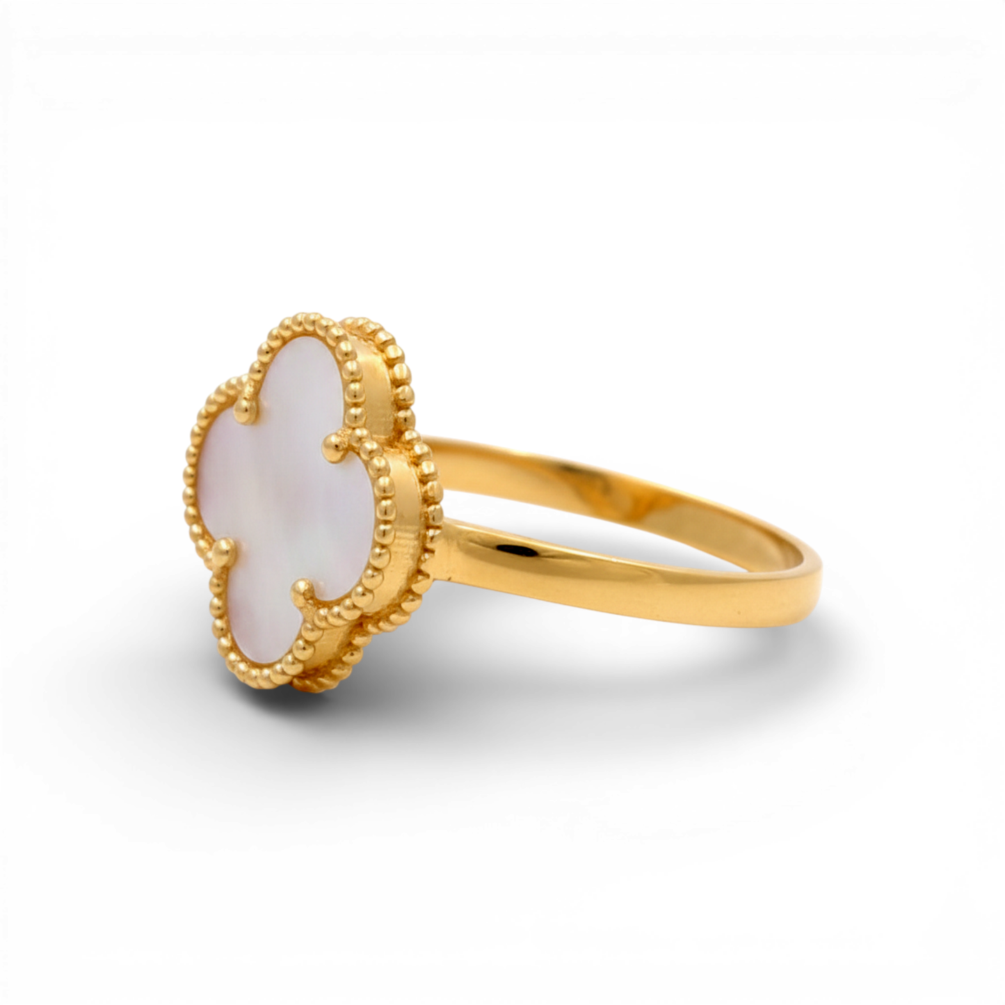 10K Yellow Gold Mother of Pearl Clover Women's Ring / Size: 7.5 / Weight: 1.8 GR / CQWR0CLV-2