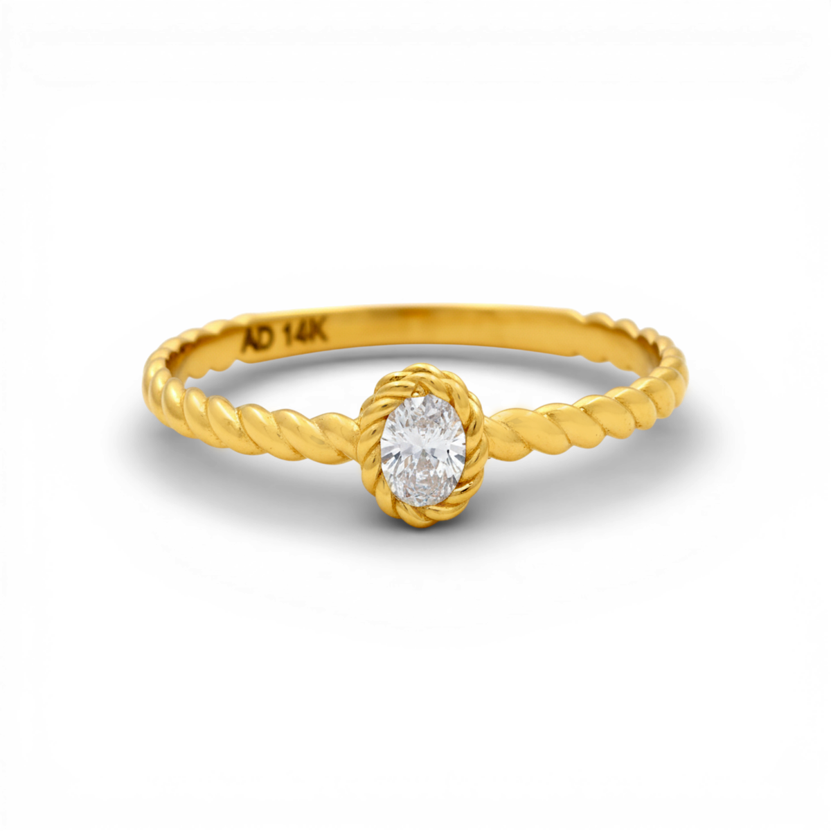 14K Yellow Gold Fashion Women's Ring with White Cz / Size: 7.75 / Weight: 1.2 GR / Y24-1278