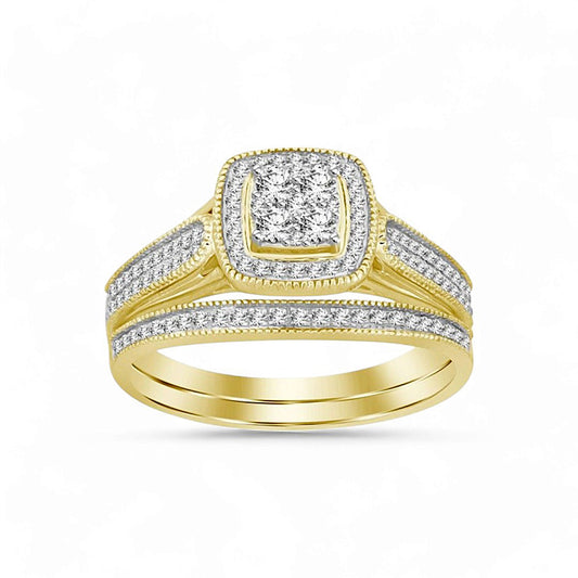 14K Yellow Gold Women's Diamond Bridal Set / Stone: 0.30CT / Size: 7 / 340067Y