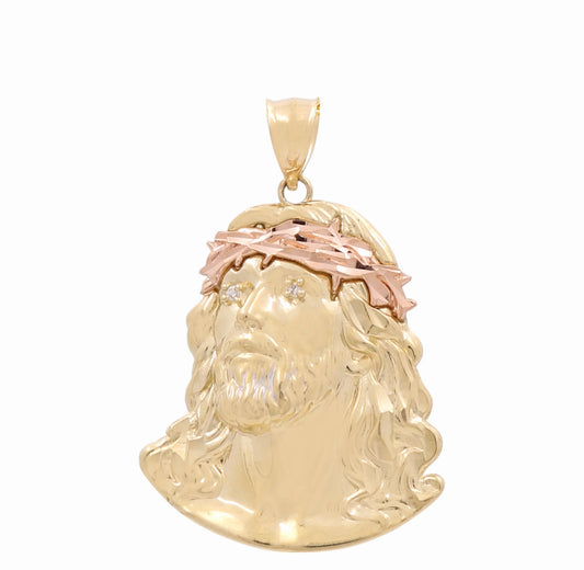 14K Yellow, White and Rose Christ Head Pendant with Cz / Weight: 10.2GR / DAPD3T4CR
