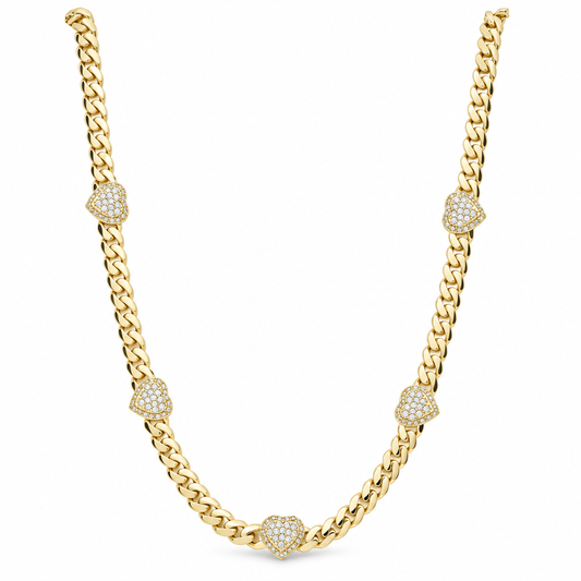 10K Yellow Gold Monaco Women's Necklace with Five Hearts / CZ / Size: 18.5"  5MM / Weight: 13.3 GR / DONK0MONHR-2