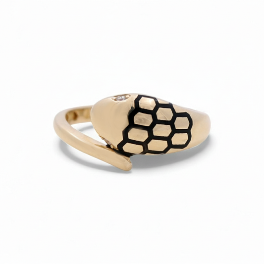 14K Yellow Gold Snake Women's Ring  / Cz  / Size: 7.5 / Weight 3.4 GR / CLWR4SK