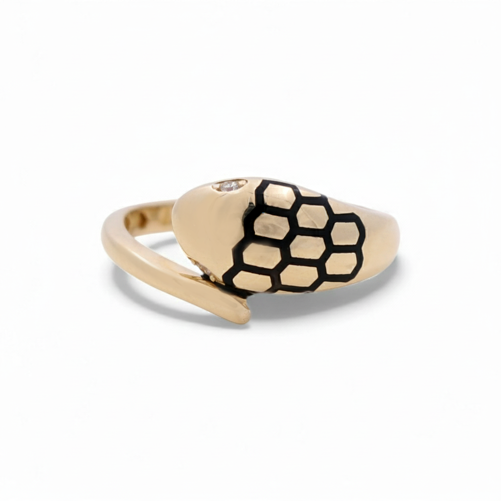 14K Yellow Gold Snake Women's Ring  / Cz  / Size: 7 / Weight 3.0 GR / CLWR4SK