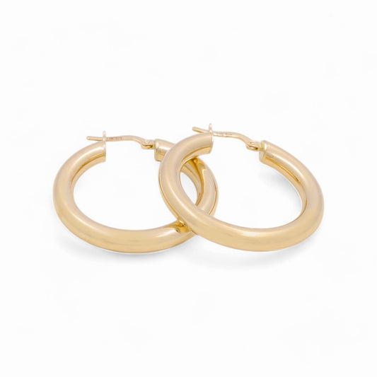 14K Yellow Gold Plane Hoops Earrings / Size: 5mm X 26mm / Weight: 4.9 GR / KOEH4PL5x26