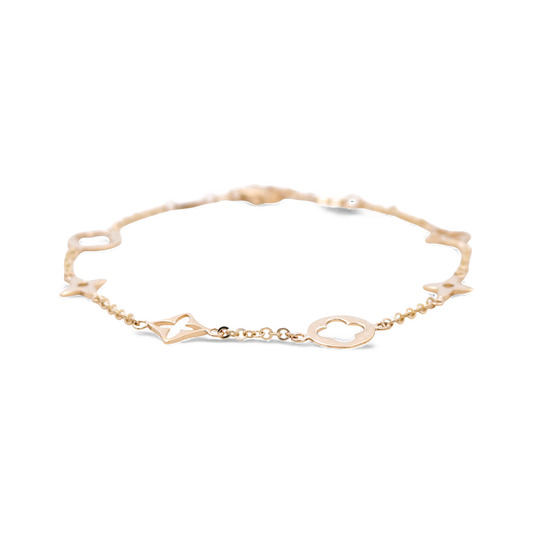 14K Yellow Gold Fashion LV Women's Bracelet / Size: 7" / Weight: 2.9 GR / ICWB4LV