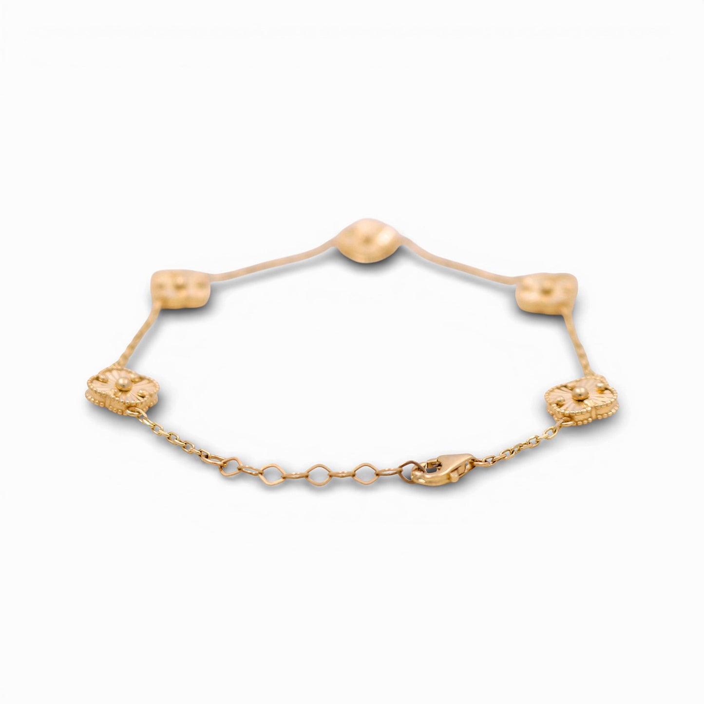 14K Yellow Gold Women's Bracelet with Five Clover / Size: 7" 9mm / Weight: 4.4 GR / DQWB4CLV-3