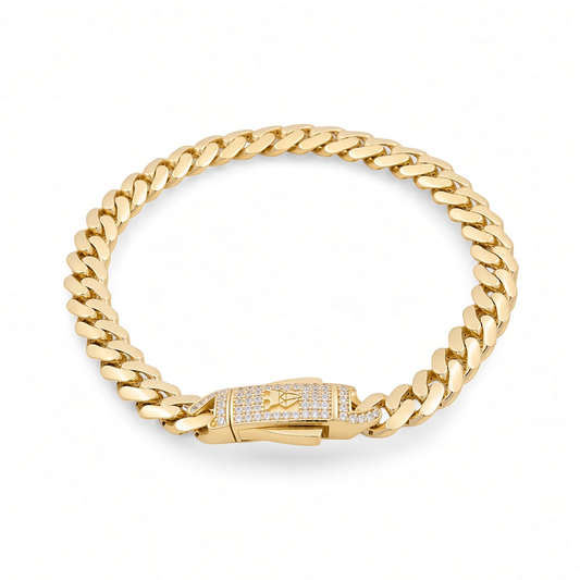 10K Yellow Gold Monaco Semisolid Men's Bracelet / Stone: Cz / Size: 7mm 7.5" / Weight: 9.7 GR / DOMB0MON7-7.5