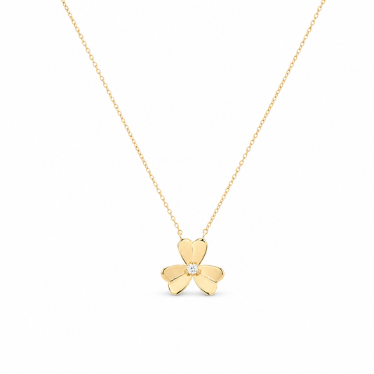 Collar de flor de oro amarillo 14K / Medida: 18'' / Peso: 2.1 GR / P55S-1