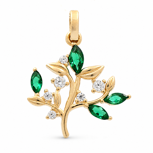 14K Yellow Gold Fashion Tree Pendant with Cz / Weight: 1.2 GR