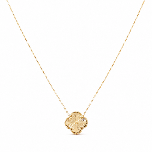 10K Yellow Gold One Clover Women's Necklace / Size: 17” 18MM / Weight: 4.9 GR / DQNK0CLV-8