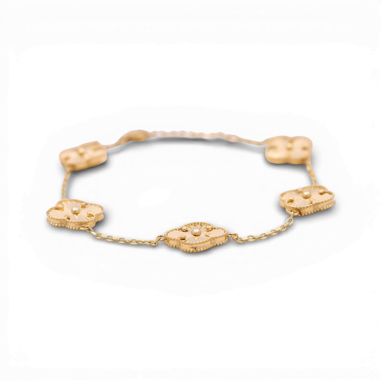 10K Yellow Gold Five Clover Women's Bracelet / Size: 7.5” / Weight: 6.7 GR / DQWB0CLV-2