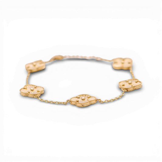 10K Yellow Gold Five Clover Women's Bracelet / Size: 7.5” / Weight: 6.7 GR / DQWB0CLV-2