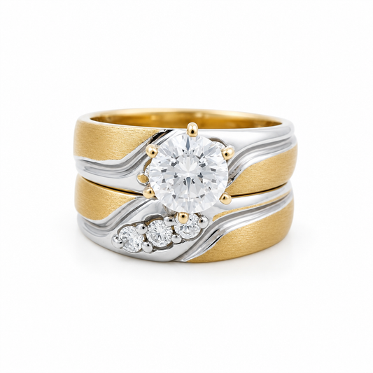 14K Yellow and White Gold Women’s Bridal Set / Stone: Cz / Size: 8 / Weight: 8.3 GR