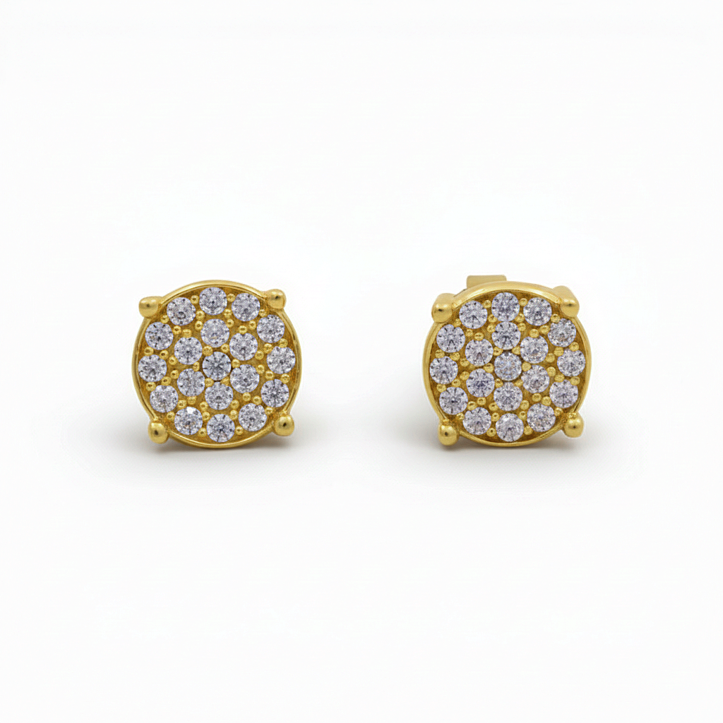 10K Yellow Gold Fashion Stud Earrings with Cz / Weight: 1.6 GR
