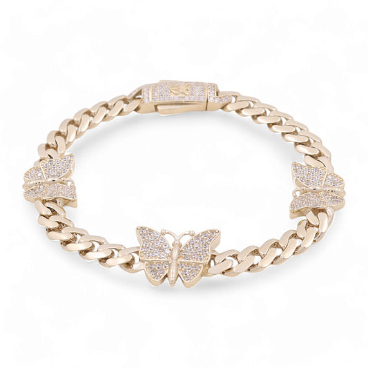 10K Yellow Gold Monaco Women's Bracelet with Butterfly / CZ / Size: 7.5" / Weight: 15.7 GR / DOWB0MONBT