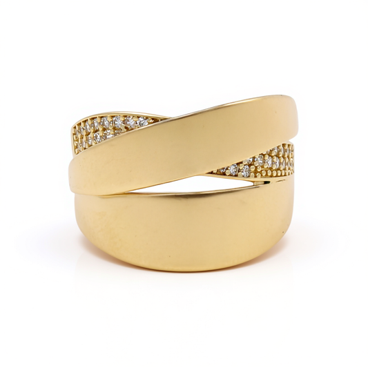 10K Yellow Gold Fashion Women's Ring with Cz / Size: 7 / Weight: 3.9 GR / P02CR-2726