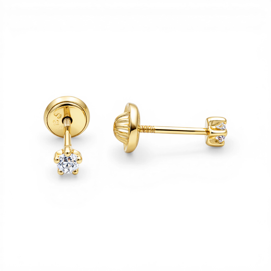 14k Yellow Gold Fashion Stud Earrings With Cz / 6-A73201PS2