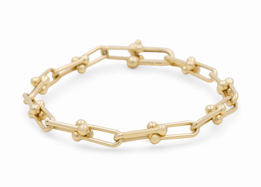 14K Yellow Gold Fashion TT Women's Bracelet / Size: 7" / Weight: 6 GR / DPWB4TT