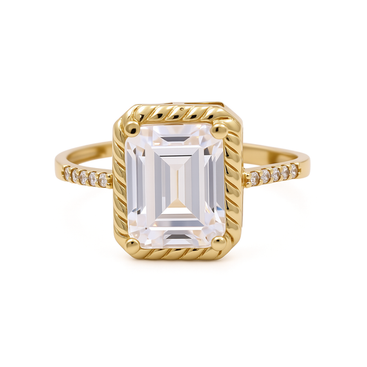 14K Yellow Gold Fashion Women's Ring with White Cz / Size: 7.5 / Weight: 2.5 GR / CCFWR4FS