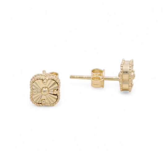 10K Yellow Gold Small Clover Stud Earrings / Size: 8MM / Weight: 1.4 GR