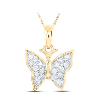 10k Yellow Gold Butterfly Diamond Pendant / 170858