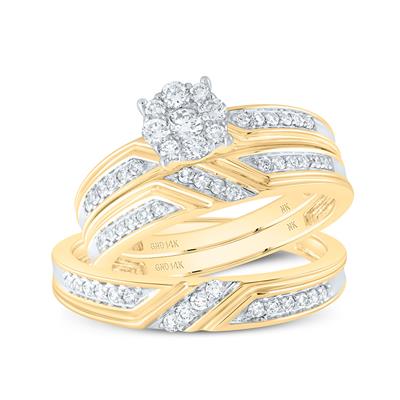 14K  Yellow Gold Diamond Trio Bridal Set / Size:7&10 / Weight: / 188430