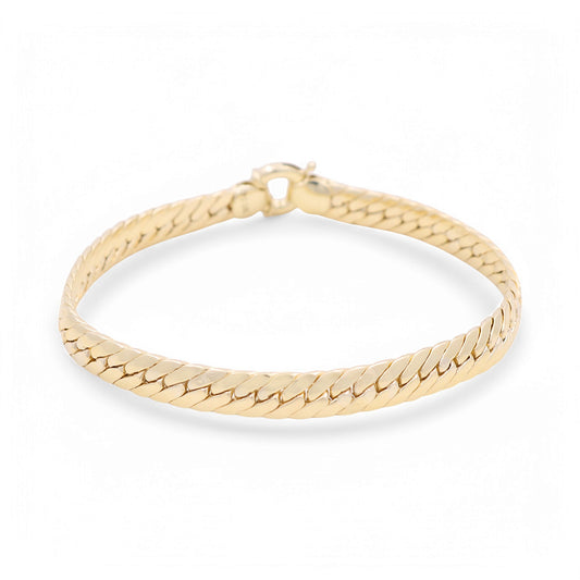 14K Yellow Gold Women's Fancy Cuban Link Bracelet / Size:7" / Weight: 8.2 GR