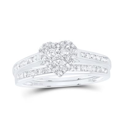 10K White Gold Diamond Heart Bridal Ring  / sz:7 /  66734
