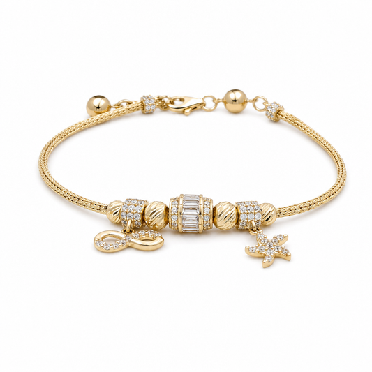 14k Yellow Gold Fashion Women's Bracelet with Cz / Size: 7.5" / Weight: 7.2 GR / CCFWB4FS-18