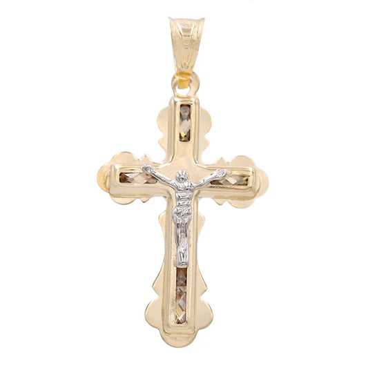 14K Yellow Gold Cross with Christ Pendant / Weight 1.6 GR