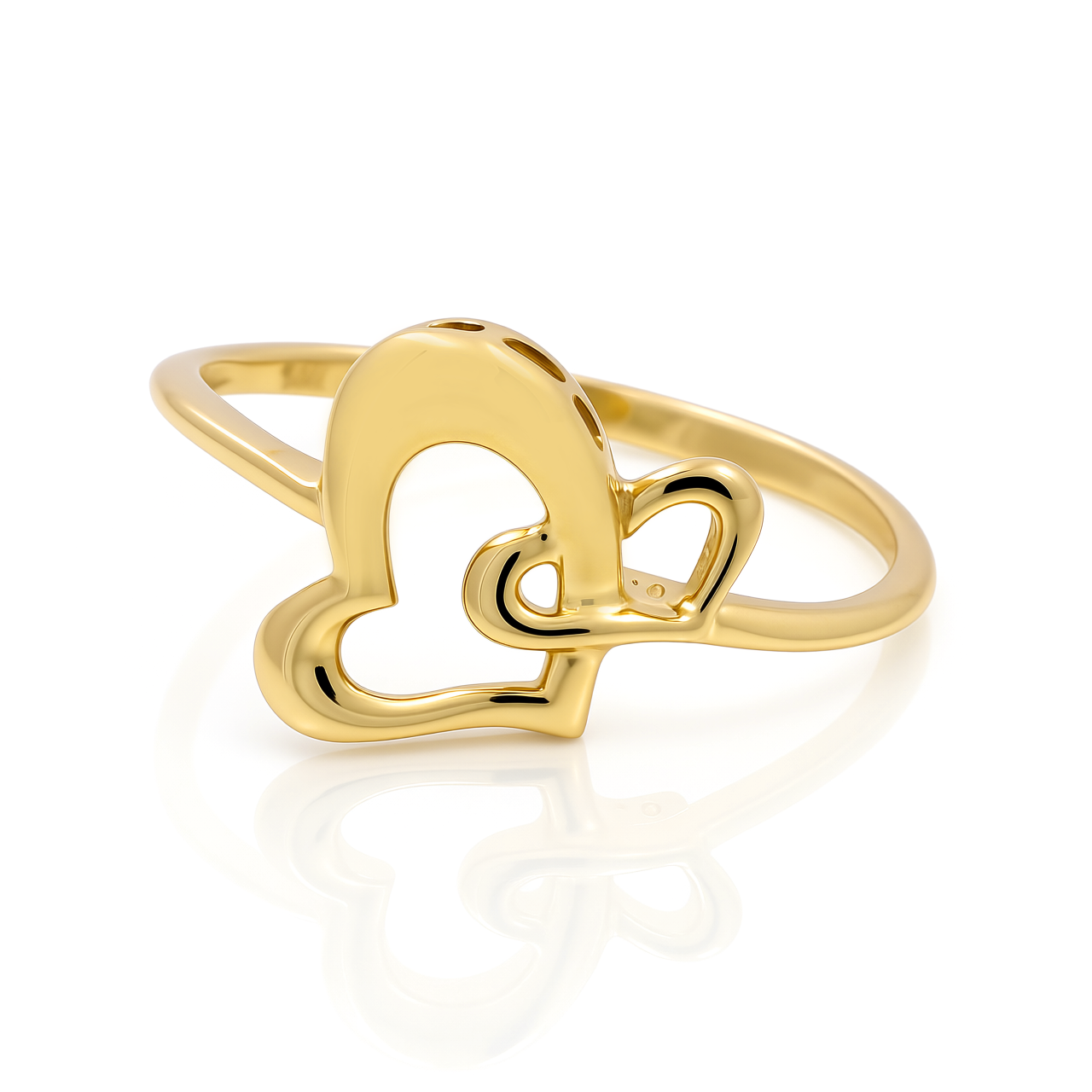 14K Yellow Gold Two Hearts Women's Ring / Size: 7.5 / Weight: 1.5 GR / CEEWR4HR-5