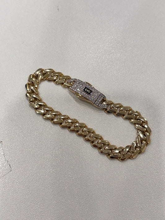 10K Yellow Gold Woman's Bracelet Semisolid Monaco / Size: 8mm 7" / Weight: 9.4gr / CSWB0MON8-7