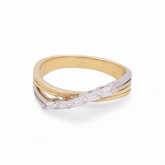 14K Yellow and White Gold Fashion Woman’s Ring / Stone: CZ / Size: 7 / Weight: 3.1 GR / KEEWRTT4FS
