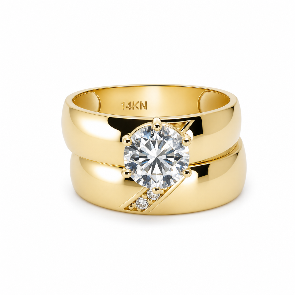 14K Yellow Gold Women’s Bridal Set / Stone: Cz / Size: 7.5 / Weight: 5.6 GR / KEEWR4BS-40
