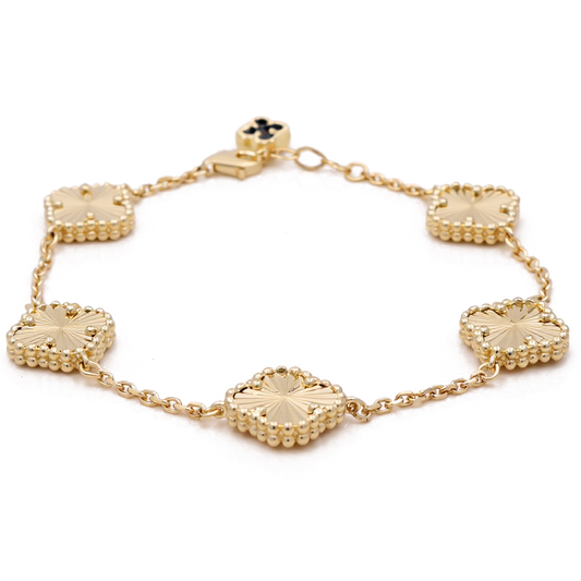 14K Yellow Gold Five Clover Women's Bracelet / Size: 7" 11MM / Weight: 9.5 GR / DOWB4CLV-5