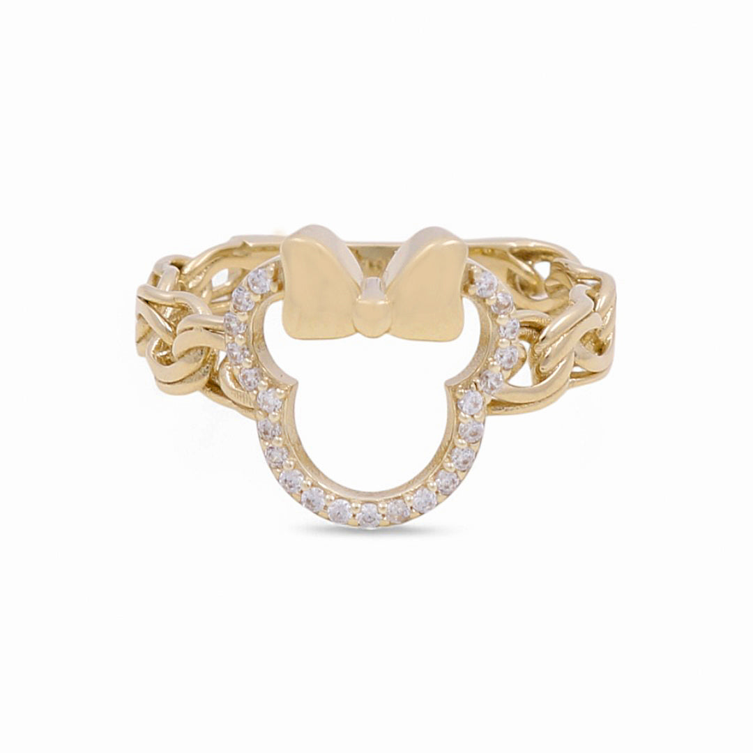 14K Yellow Gold Fashion Minnie Women's Ring with CZ / Size: 8 / Weight: 3 GR