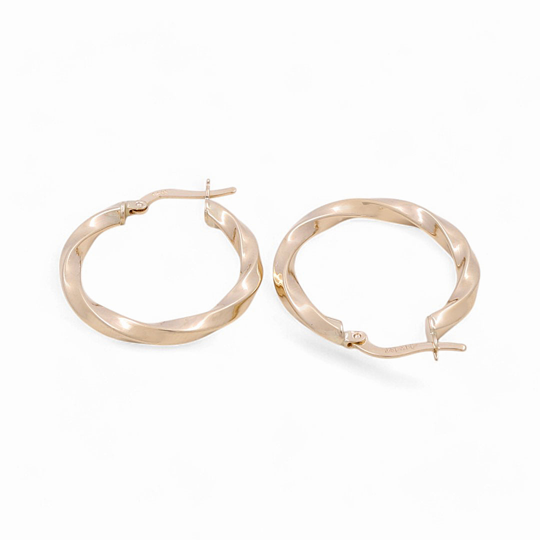 14K Yellow Gold Twist Hoops Earrings / Size: 3mm X 21mm / Weight: 2.4 GR / KOEH4TR3x21