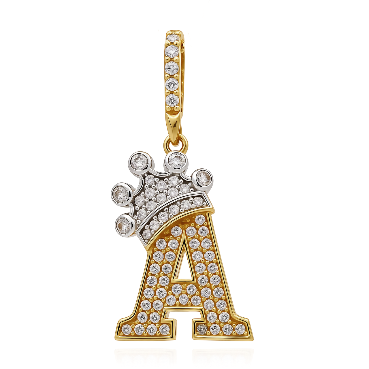14K Yellow Gold Initial Pendant (A) With Crown  / Weight: 1.8GR / CCFPD4-A