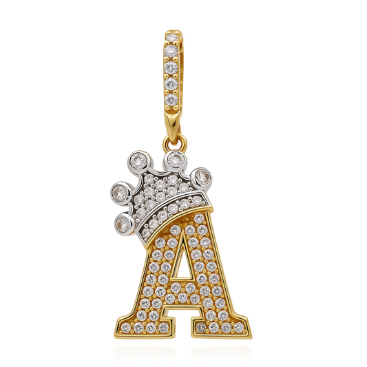 14K Yellow Gold Initial Pendant (A) With Crown  / Weight: 1.8GR / CCFPD4-A