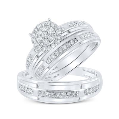 10K White Gold Diamond Trio Sets / Size 7 and 10 / 160676