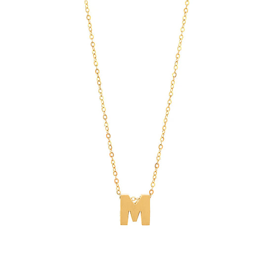 14K Yellow Gold Necklace Initial M / Size: 18" / INIT.M-140C