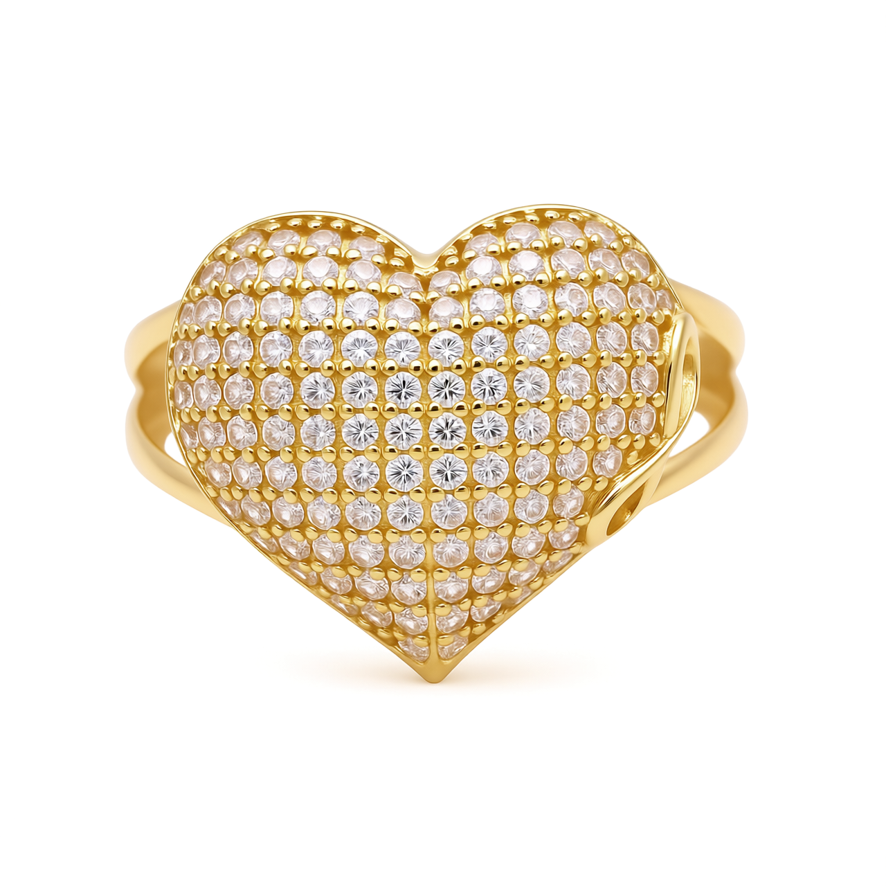 10K Yellow Gold Heart Women's Ring with Cz and Infinity / Size: 7 / Weight: 2.7GR / P02CR-3385