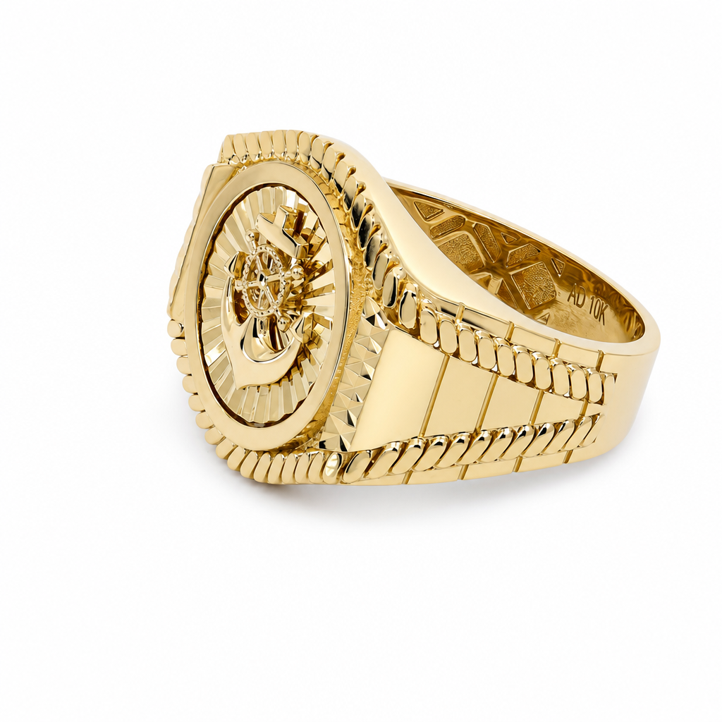 Anillo de ancla para hombre de oro amarillo 10K / Talla: 11.5 / Peso: 7.4 GR / P04FM-514