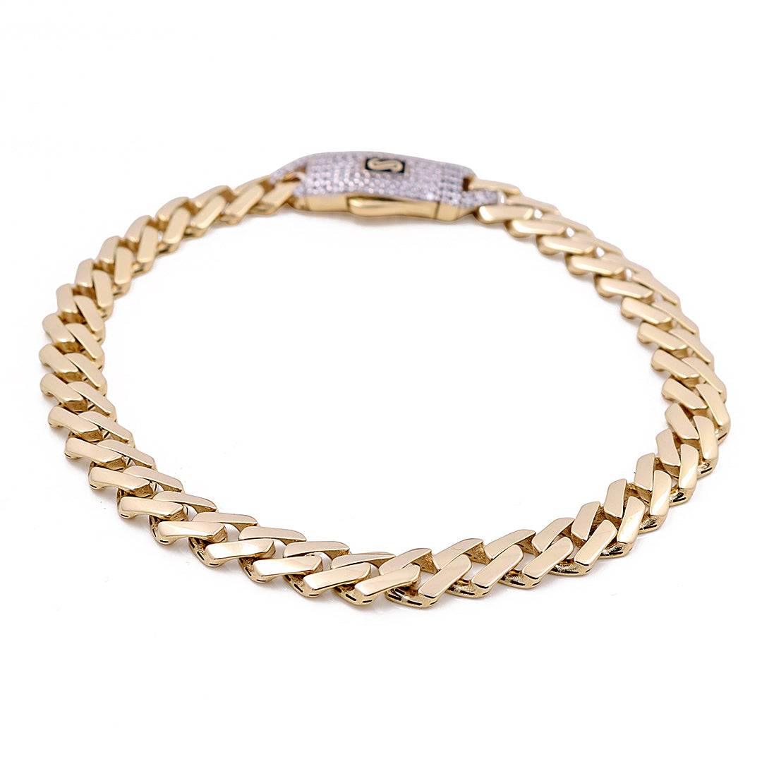 14K Yellow Gold Monaco Edge Bracelet / Stone: Cz / Size: 6mm 7.5" / Weight: 7.2gr / 301-61065-6.5mm.7.5"