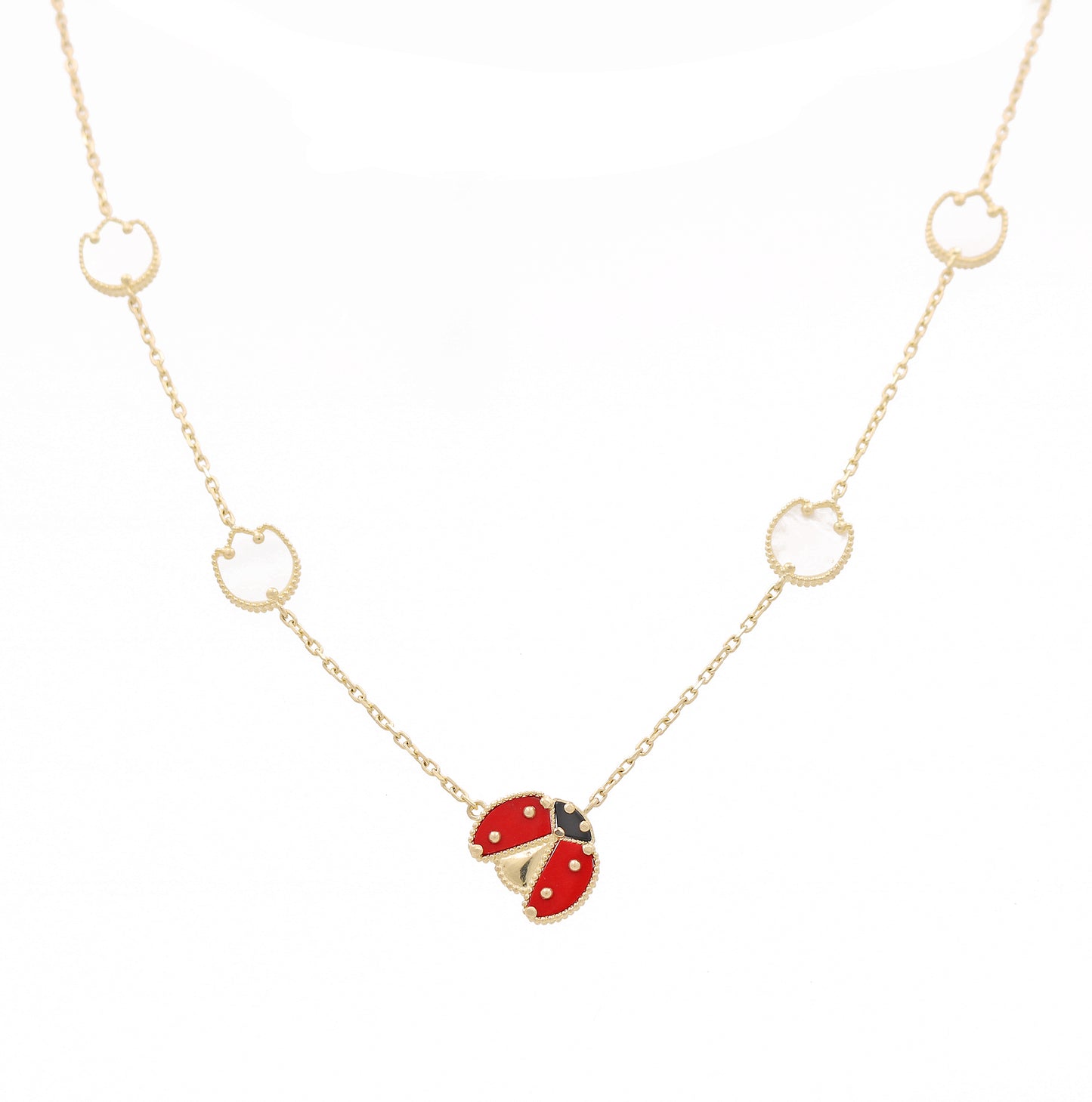 14K Yellow Gold Ladybug with Tulip Necklace / Size: 18” / Weight: 9.6 GR / BONK4LBFL