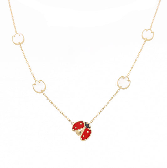 14K Yellow Gold Ladybug with Tulip Necklace / Size: 18” / Weight: 9.6 GR / BONK4LBFL