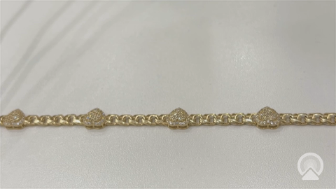 10K Yellow Gold Chinase Link  Woemn's Bracelet with Hearth / Size: 7.5'' / Weight: 7.6gr / VMWB0HR7.5