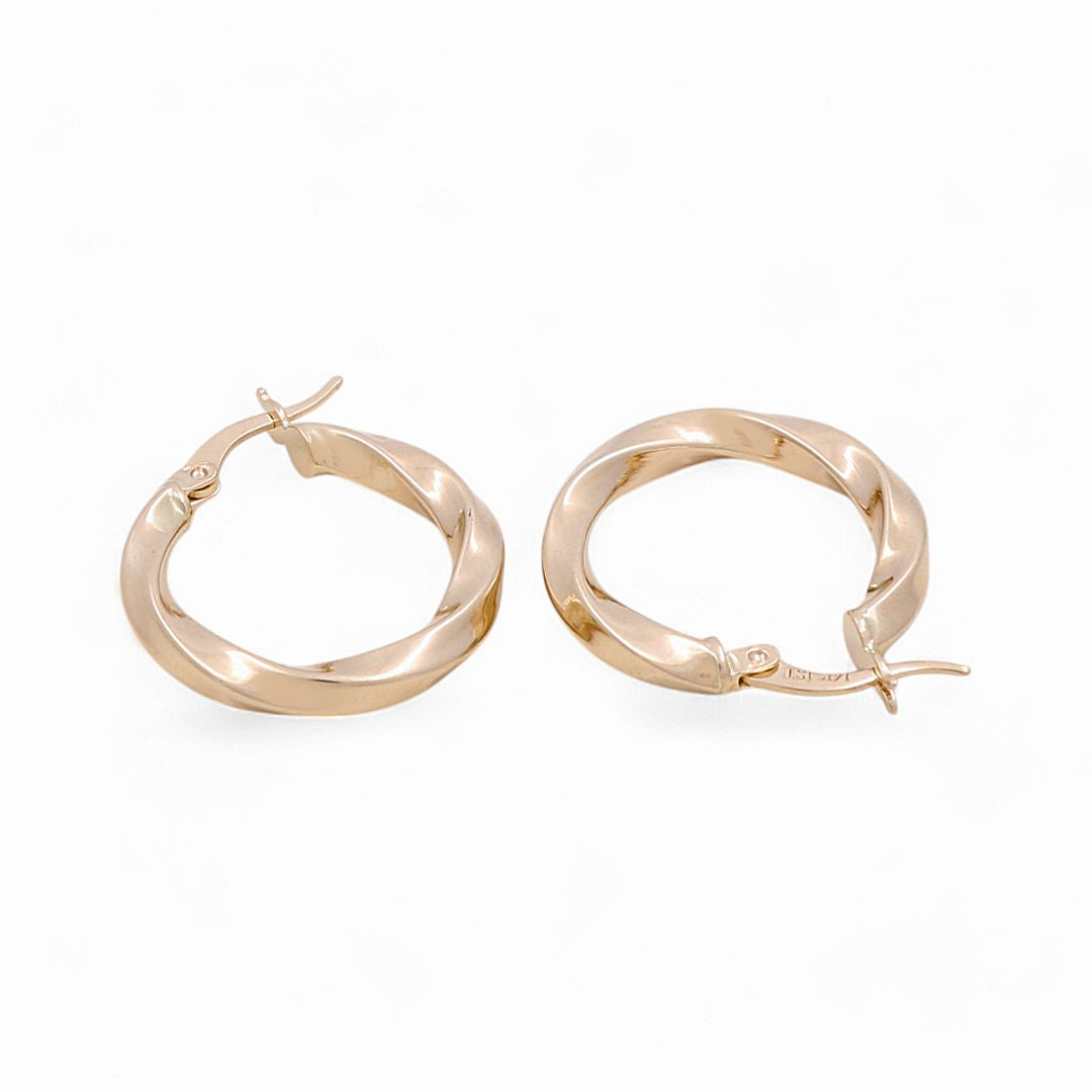 14K Yellow Gold Twist Hoops Earrings / Size: 3mm X 15.5mm / Weight: 1.9 GR / KOEH4TR3x15.5