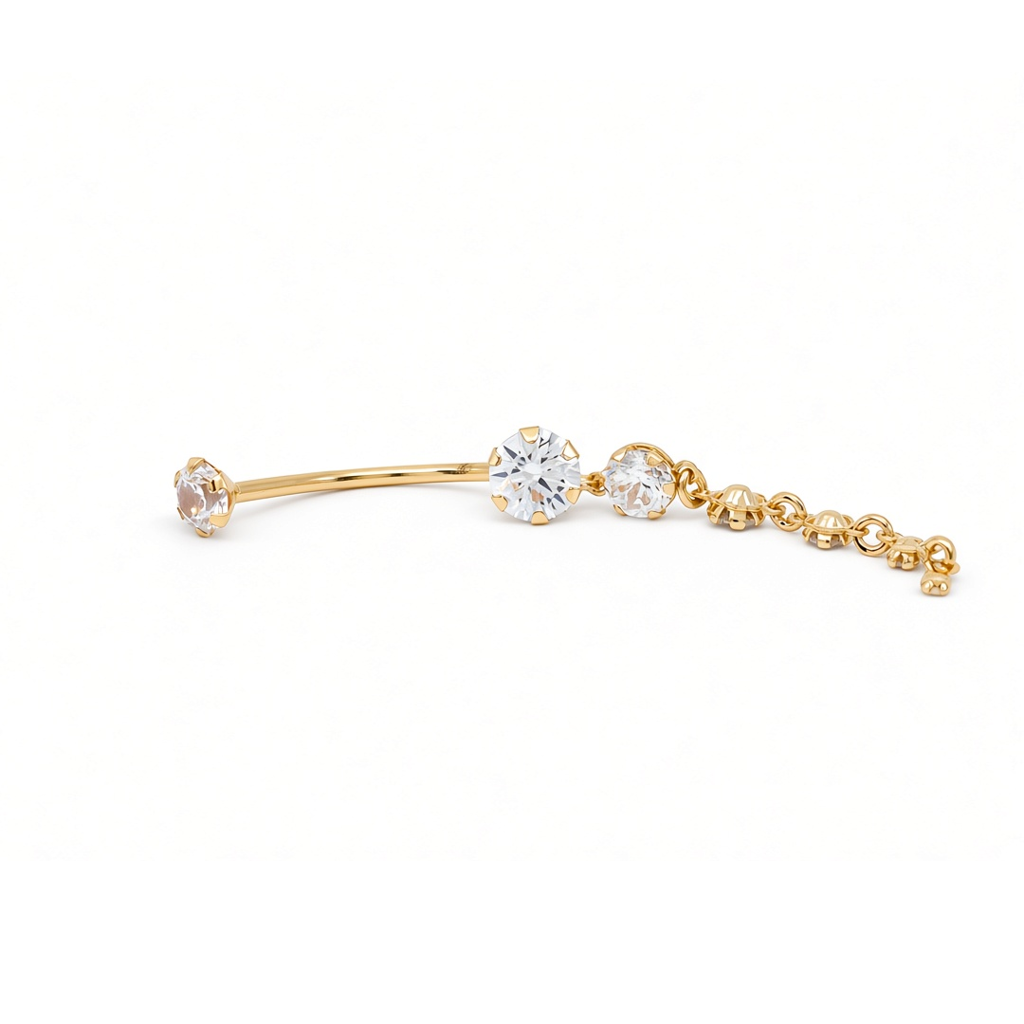 14K Yellow Gold Fashion Piercing with Cz Stone / 6-B78101KS